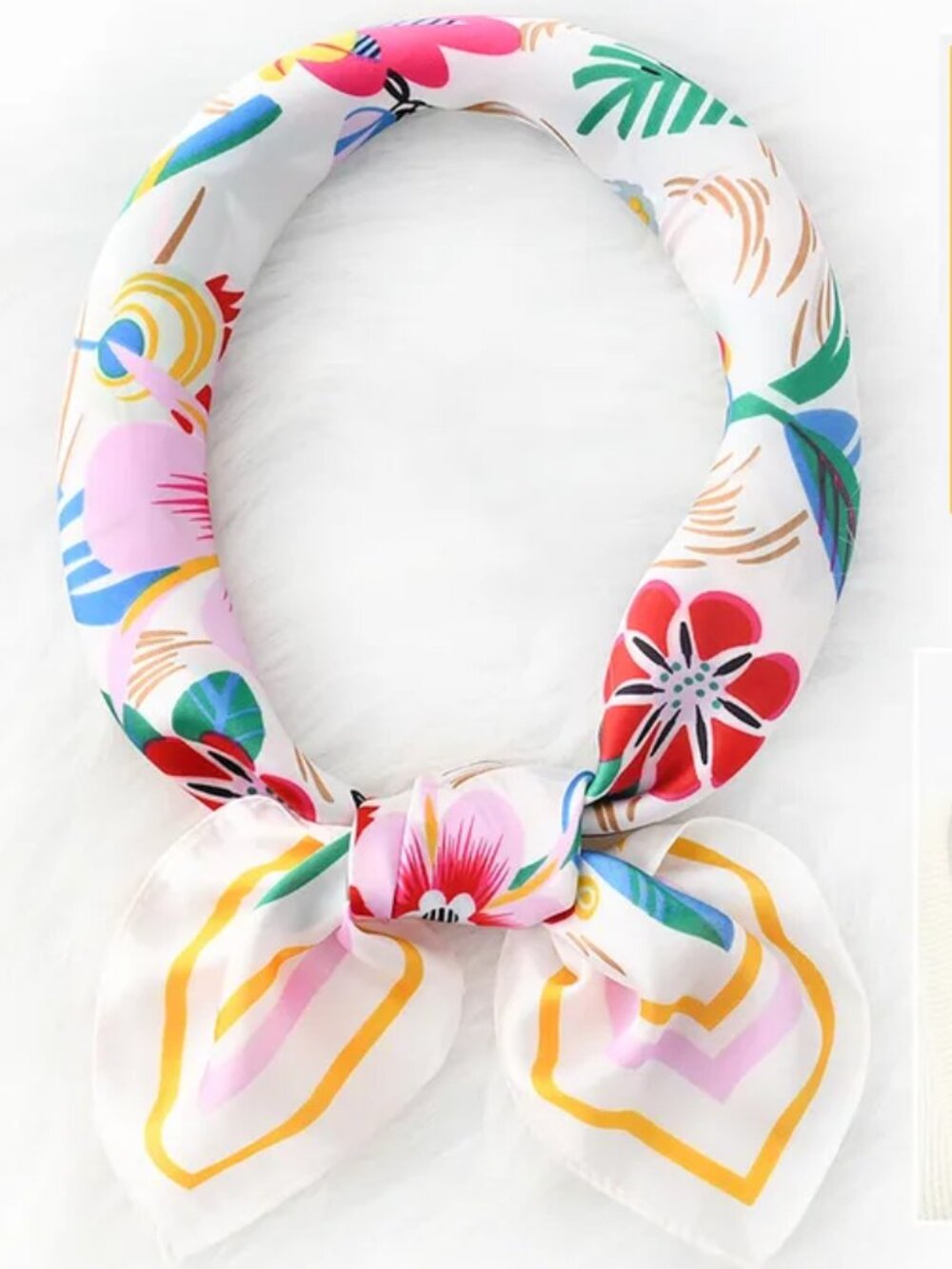 2/$30 NWT Elegant Pastoral Floral Silk Satin Square Scarf - Vibrant Spring Print